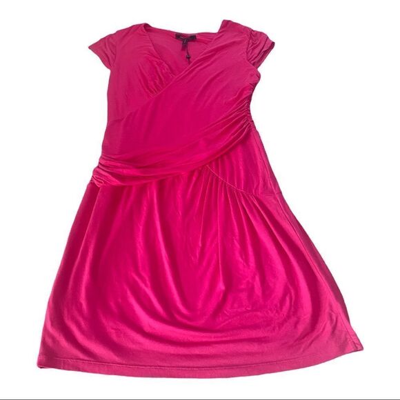 NWT BCBGMaxAzria Large Hot Pink Midi Dress - Picture 2 of 8